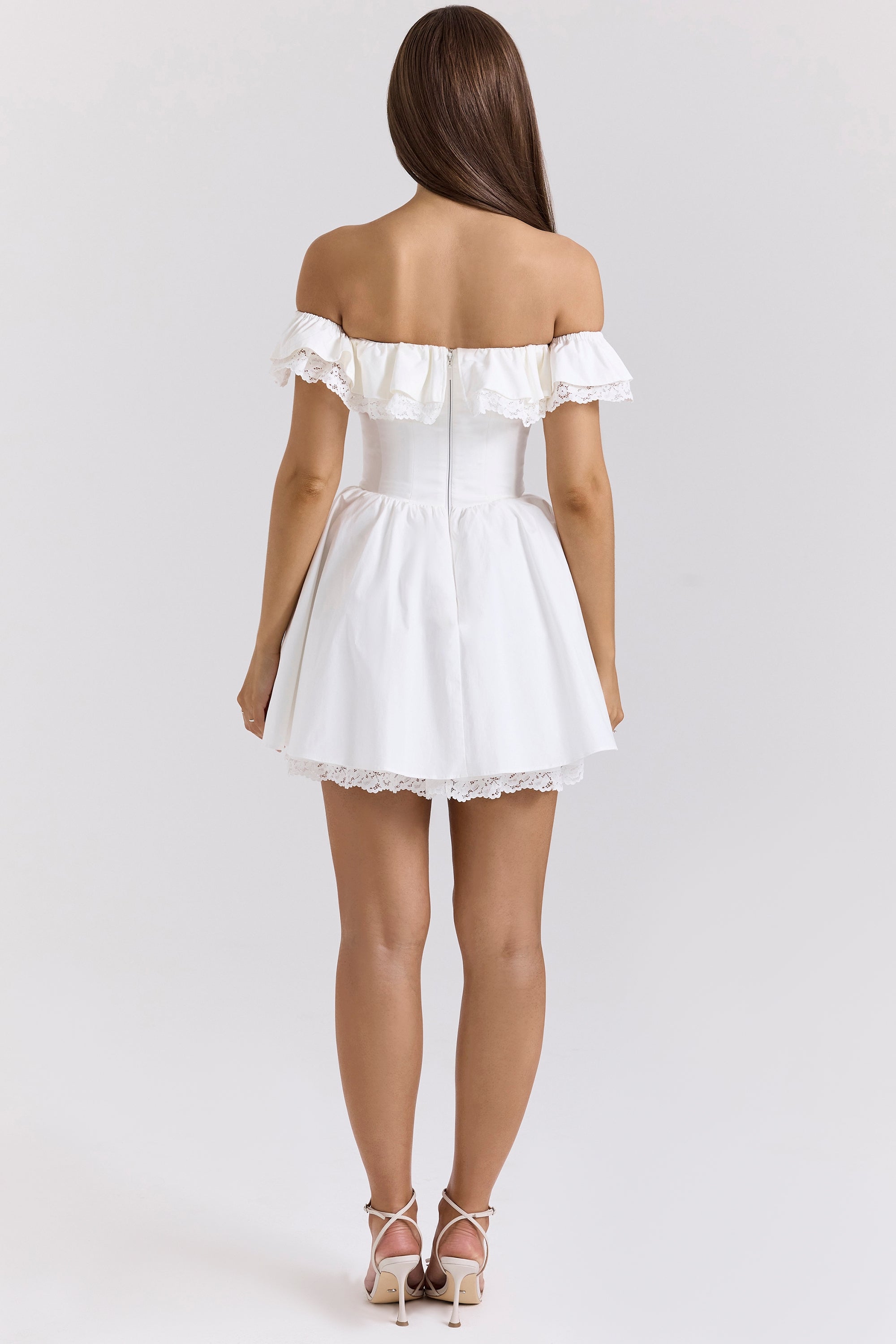 Jaide | White Cotton Off Shoulder Corset Mini Dress