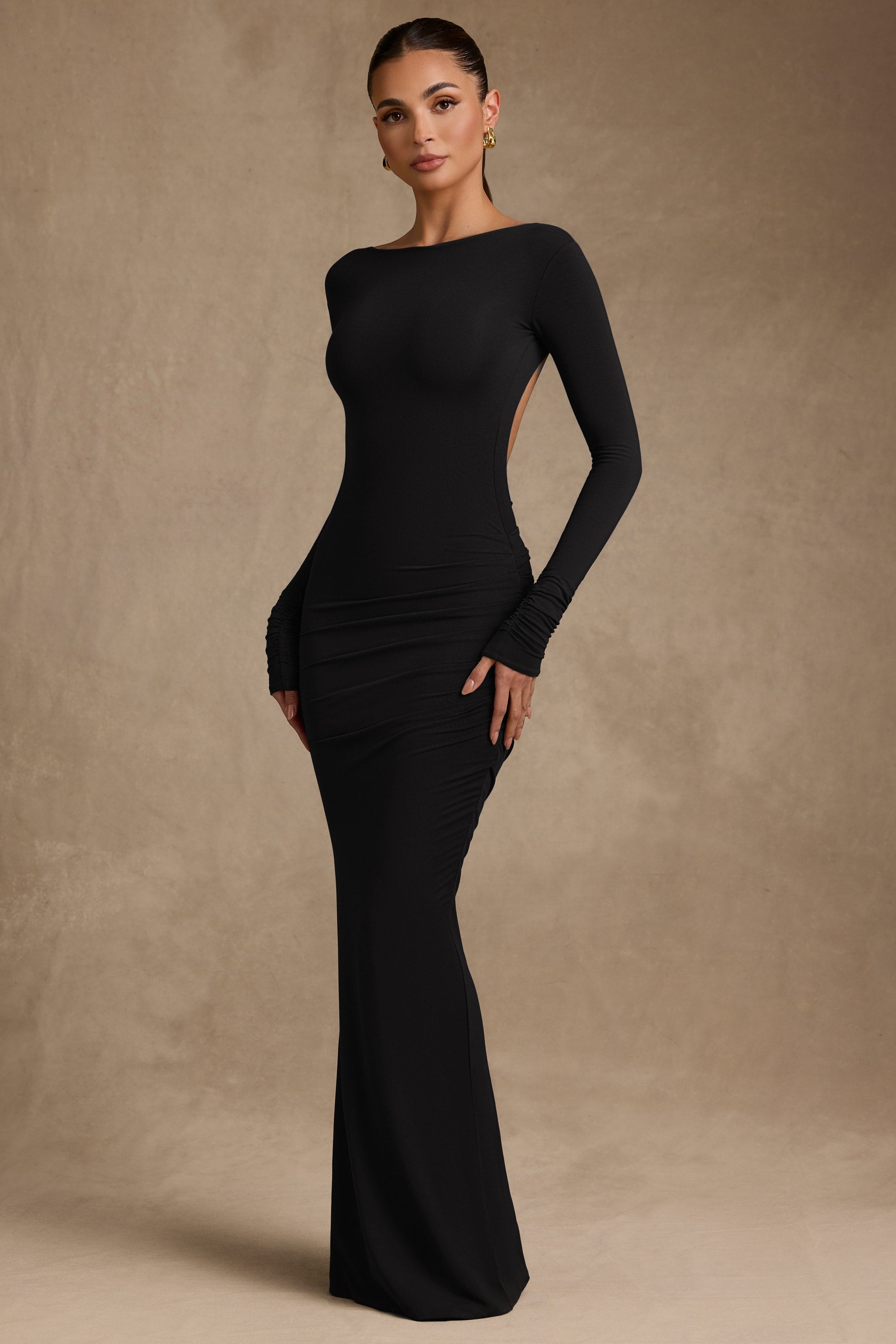 Regine | Modal Ruched Backless Maxi Dress