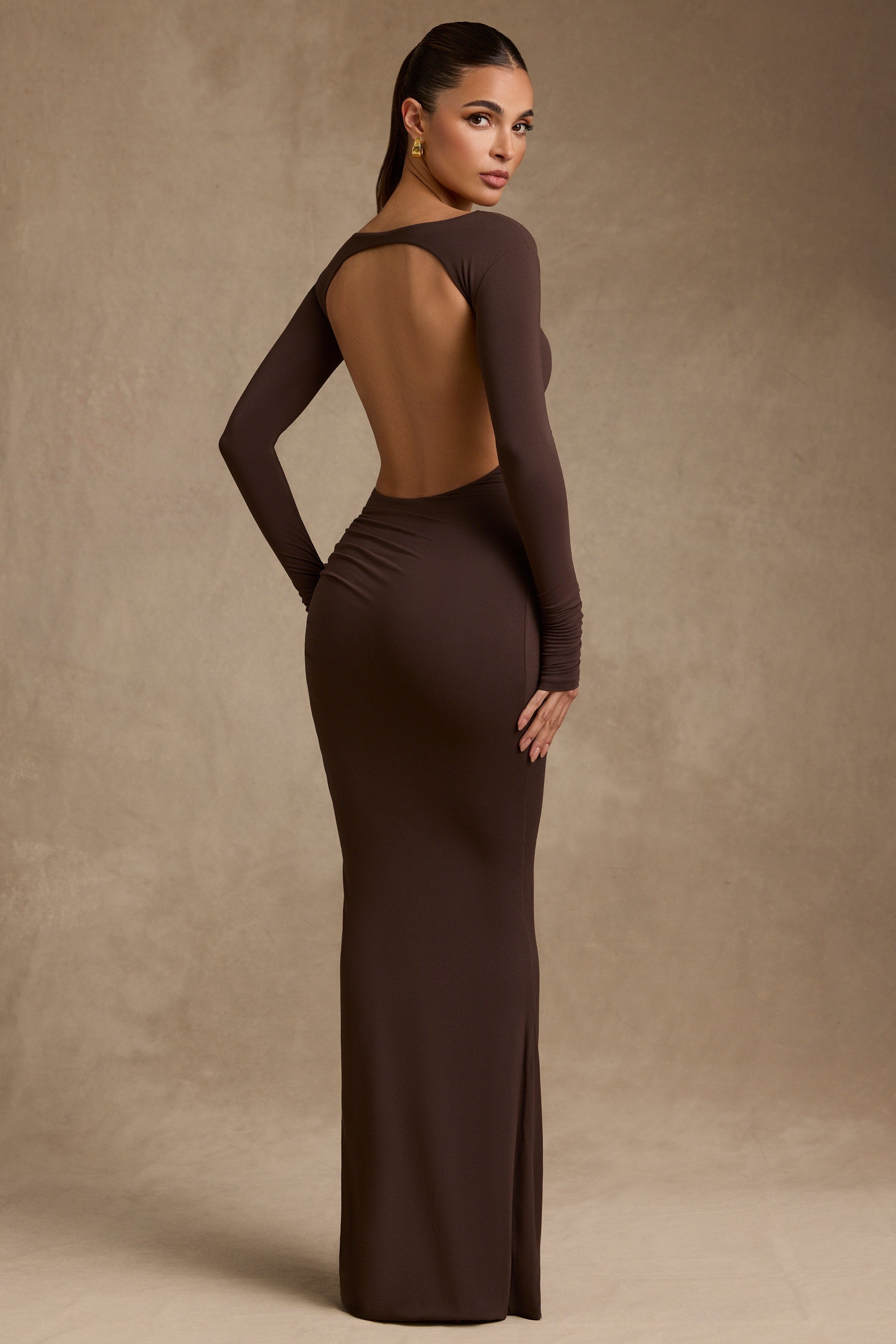 Regine | Modal Ruched Backless Maxi Dress