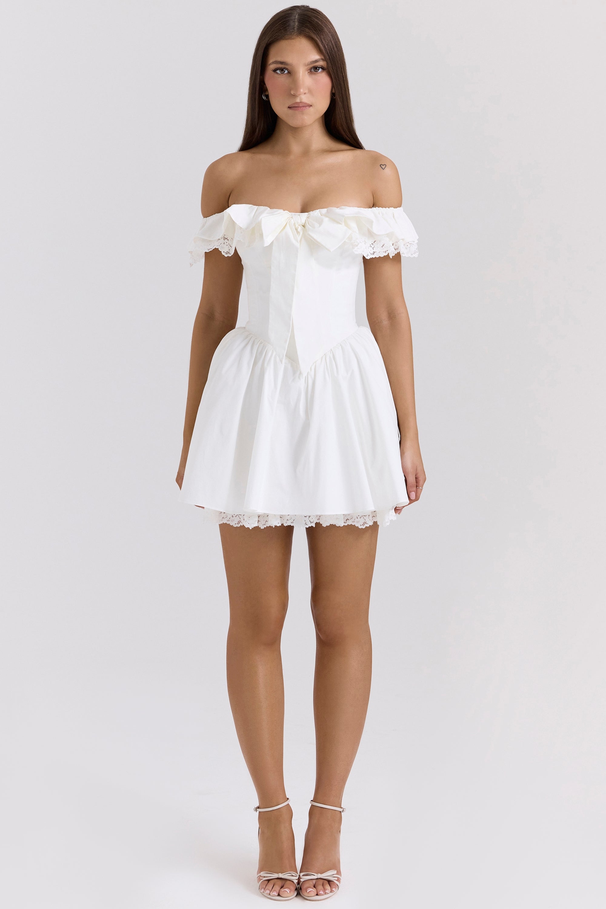 Jaide | White Cotton Off Shoulder Corset Mini Dress